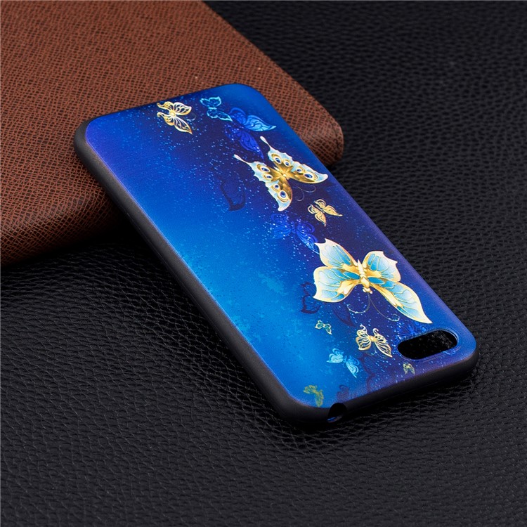 Embossment Patterned TPU Phone Case Accessory for Huawei Y5 (2018) / Y5 Prime (2018) / Honor 7s / Play 7 - Blue and Gold Butterfly-7
