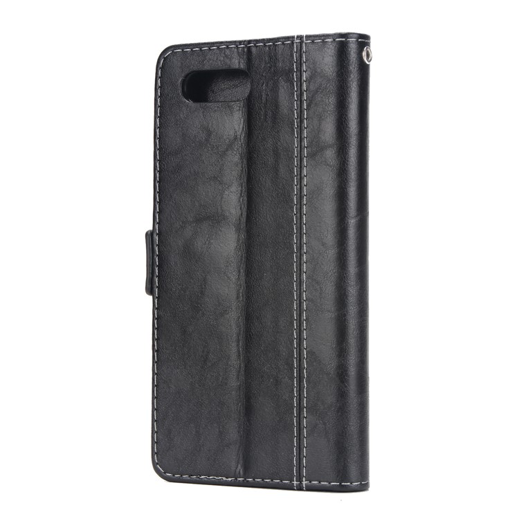 Retro Contrast Color Wallet Stand Leather Case for Huawei Honor 10 - Black-3