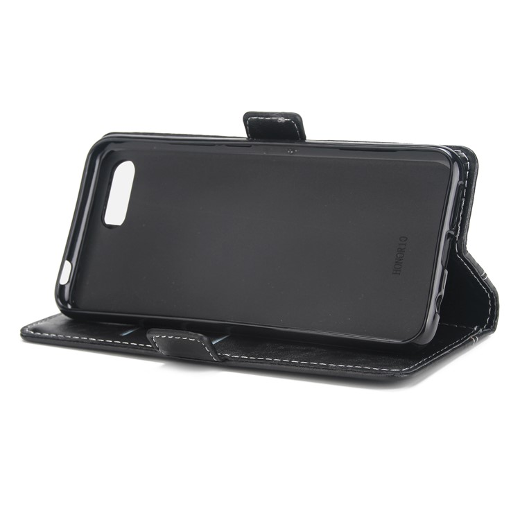 Retro Contrast Color Wallet Stand Leather Case for Huawei Honor 10 - Black-5