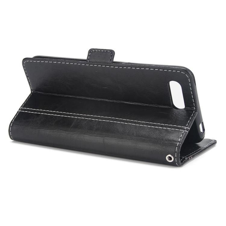 Retro Contrast Color Wallet Stand Leather Case for Huawei Honor 10 - Black-6