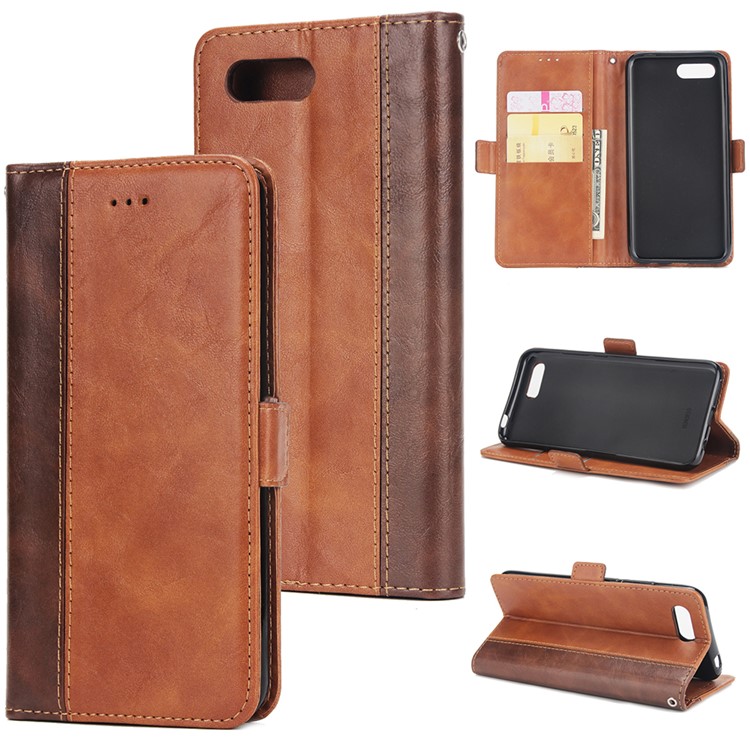 Retro Contrast Color Wallet Stand Leather Casing For Huawei Honor 10 Retro Contrast Color Wallet Stand Leather Casing For Huawei Honor 10 Brown 1