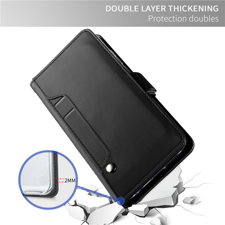 Carteira De Couro Stand Case Com Titular Do Cartão E Espelho De Maquiagem Para Huawei Honor 7C / Aproveite 8 / Y7 Primo (2018) / nova 2 lite (filipinas) - Preto-4