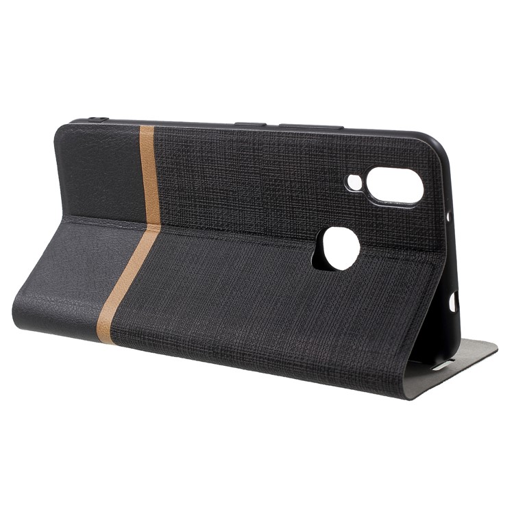 Cross Texture Card Holder Stand Leather Phone Case for Huawei Honor Play - Black-4