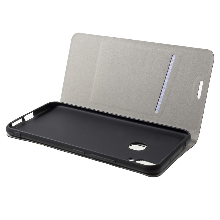 Cross Texture Card Holder Stand Leather Phone Case for Huawei Honor Play - Black-5