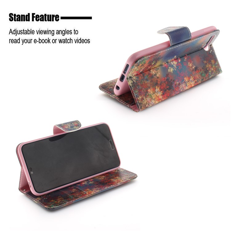 Pattern Printing Wallet Leather Cell Phone Case for Huawei Honor 10 - Flowers Pattern-5