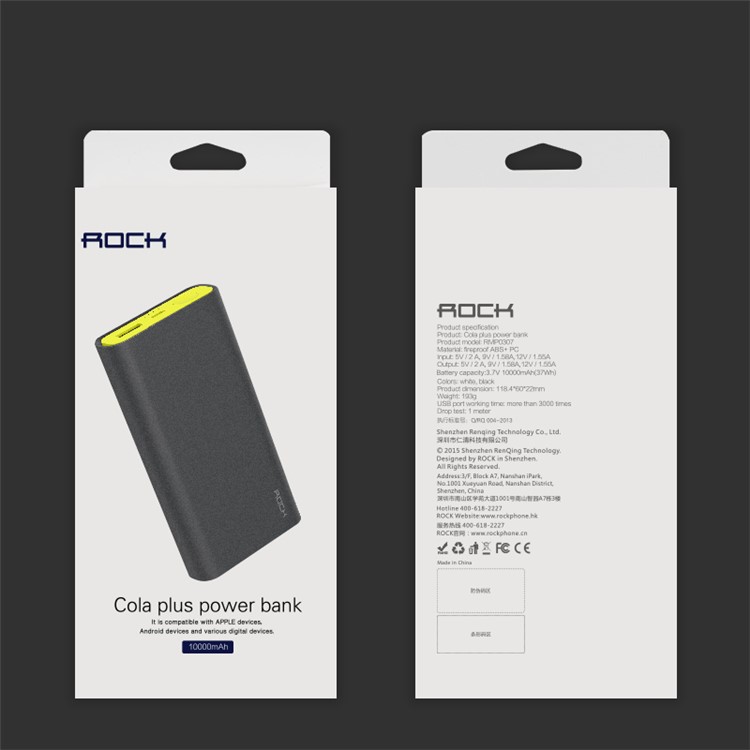 ROCK Cola Plus Quick Charge 2.0 10000mAh Power Bank for iPhone Samsung LG HTC Pokemon Game - Black-14