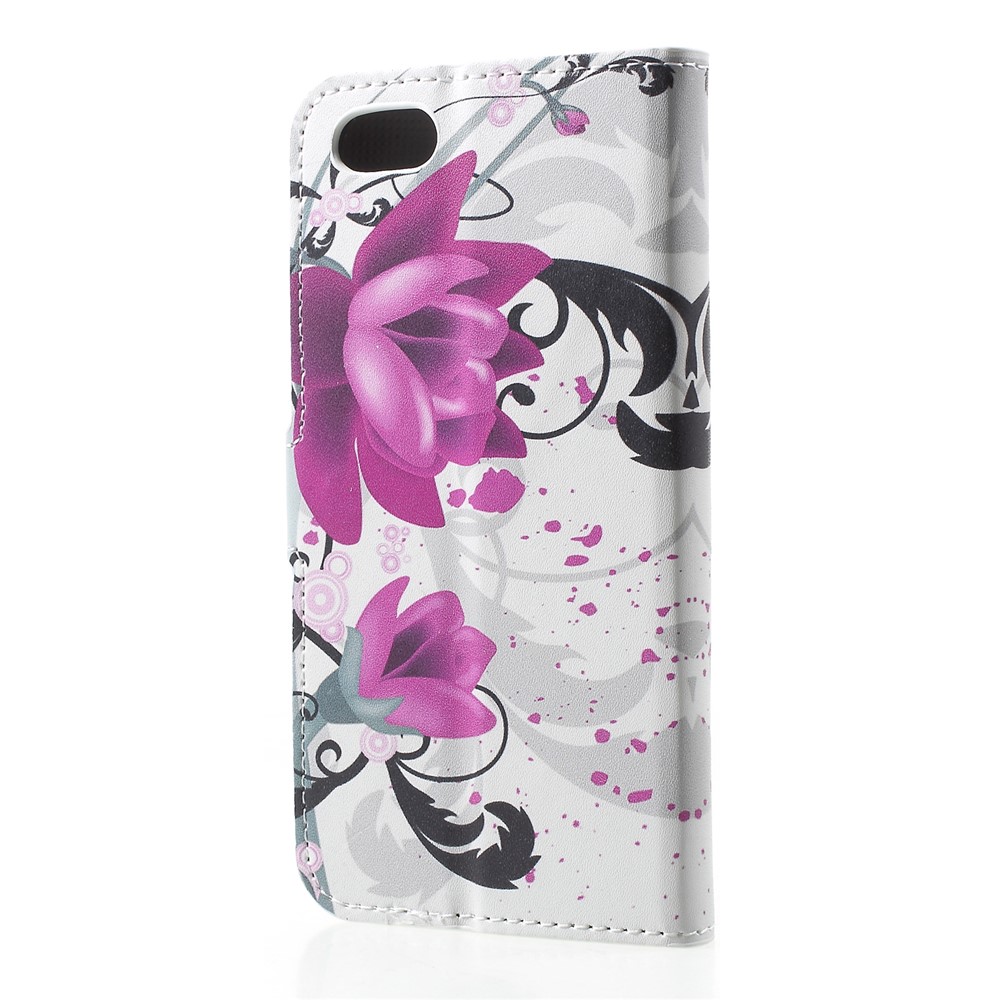 Pattern Printing PU Leather Magnetic Wallet Stand Cover for Huawei Honor Y5 (2018) / Y5 Prime (2018) / Honor 7s / Play 7 - Purple Flower-2