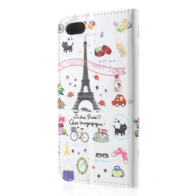 Padrão De Impressão De Couro PU Carteira Magnética Stand Shell Para Huawei Honor Y5 (2018) / Y5 Prime (2018) / Honra 7s / Jogar 7 - Torre Eiffel-2