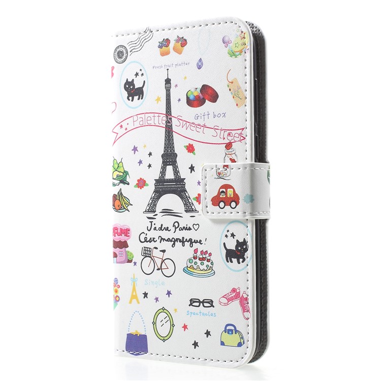 Padrão De Impressão De Couro PU Carteira Magnética Stand Shell Para Huawei Honor Y5 (2018) / Y5 Prime (2018) / Honra 7s / Jogar 7 - Torre Eiffel-3