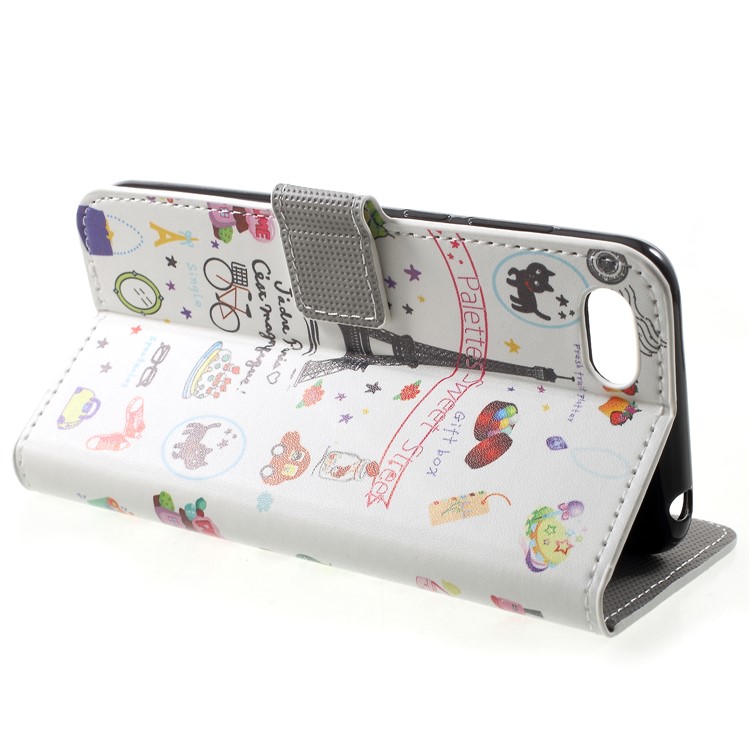 Padrão De Impressão De Couro PU Carteira Magnética Stand Shell Para Huawei Honor Y5 (2018) / Y5 Prime (2018) / Honra 7s / Jogar 7 - Torre Eiffel-4