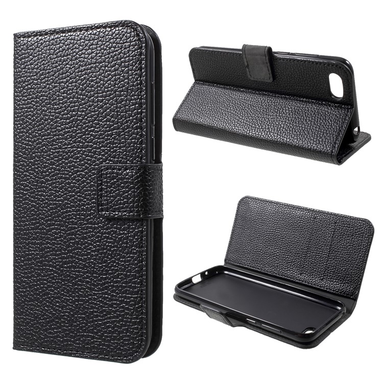 Litchi Skin PU Leather Magnetic Wallet Stand Phone Shell for Huawei Y5 (2018) / Y5 Prime (2018) / Honor 7s / Honor Play 7 - Black-1