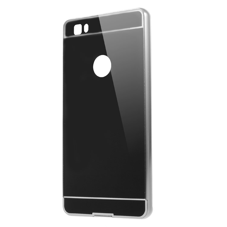 Metal Frame Mirror-like Plastic Back Shell for Huawei Ascend P8 Lite - Black-1