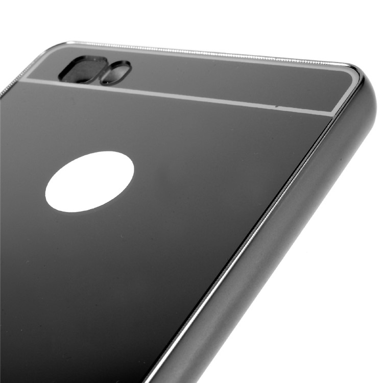 Metal Frame Mirror-like Plastic Back Shell for Huawei Ascend P8 Lite - Black-4