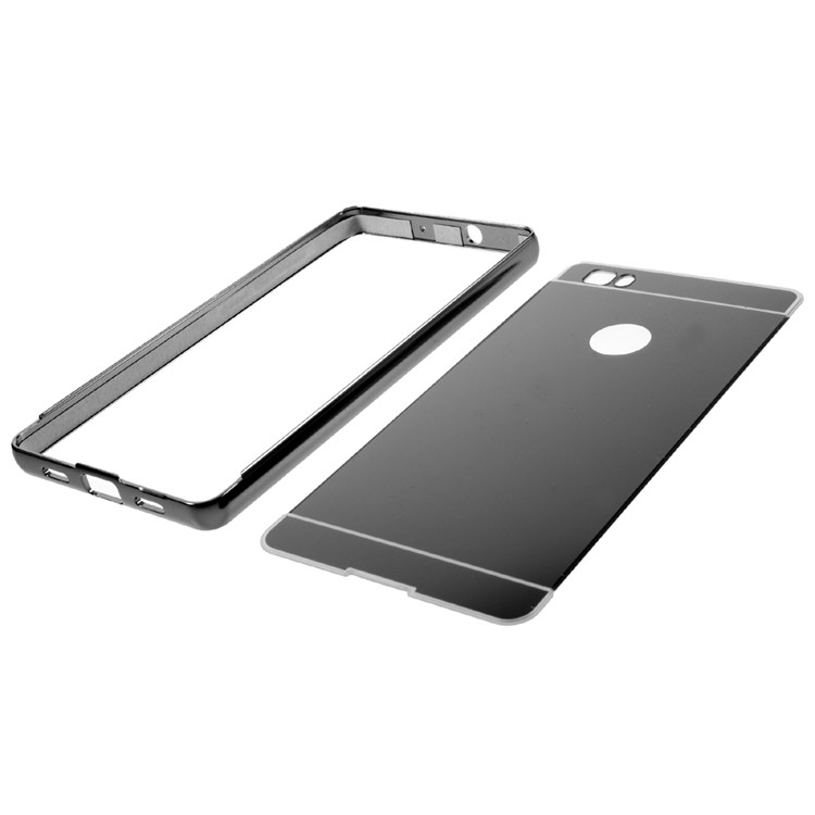 Metal Frame Mirror-like Plastic Back Shell for Huawei Ascend P8 Lite - Black-8