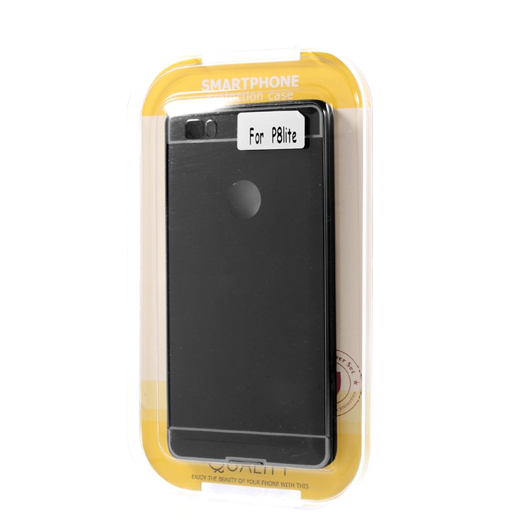 Metal Frame Mirror-like Plastic Back Shell for Huawei Ascend P8 Lite - Black-9