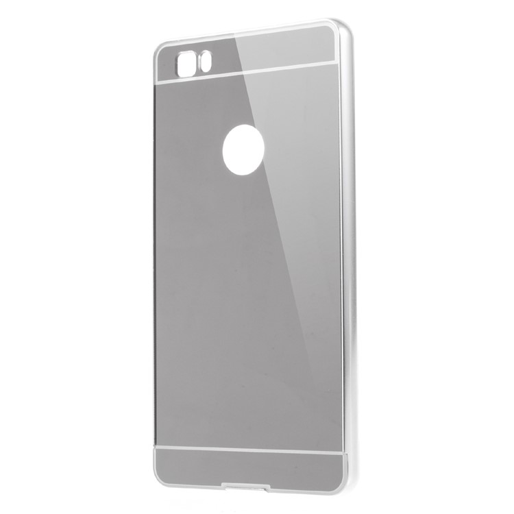 Metal Frame Mirror-like PC Back Case for Huawei Ascend P8 Lite - Silver-1