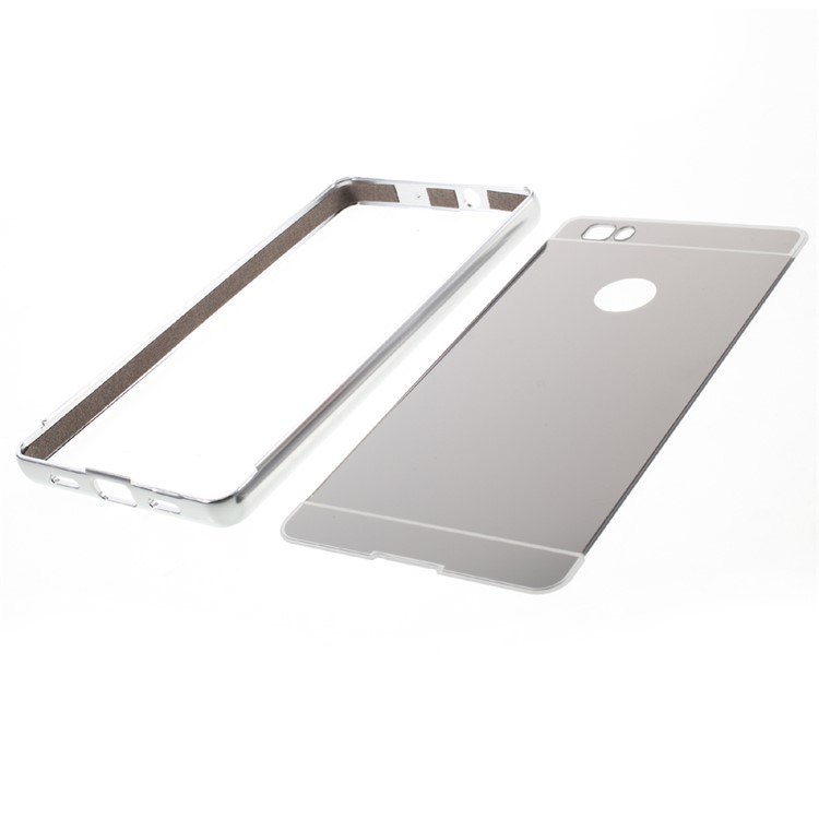 Metal Frame Mirror-like PC Back Case for Huawei Ascend P8 Lite - Silver-8