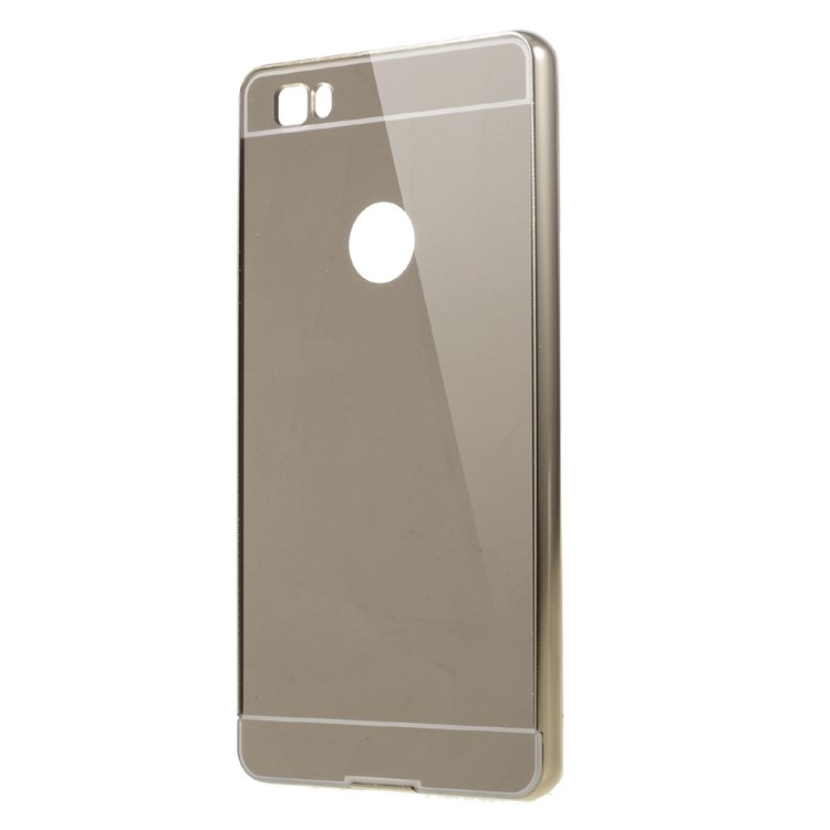 Metal Frame Mirror-like PC Back Phone Case for Huawei Ascend P8 Lite - Gold-1
