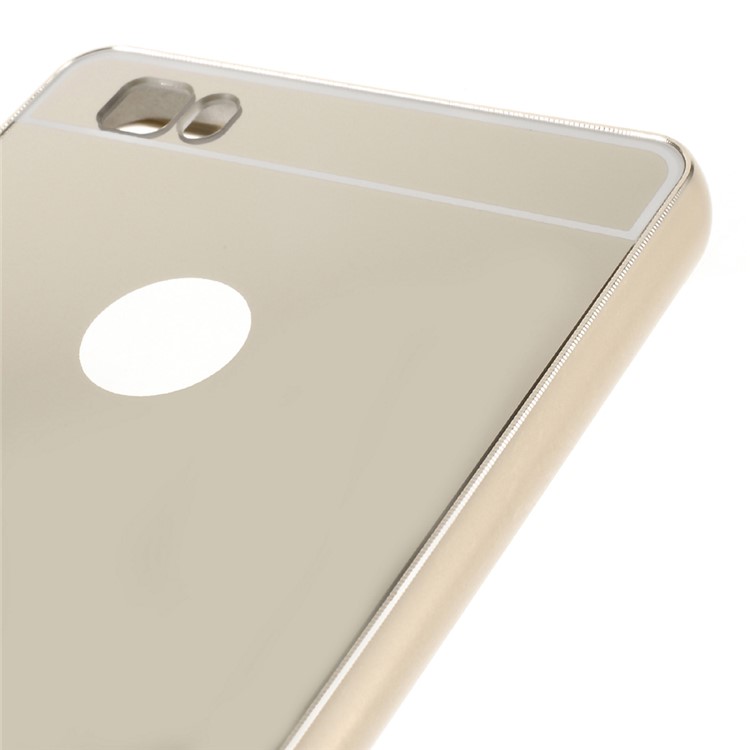 Metal Frame Mirror-like PC Back Phone Case for Huawei Ascend P8 Lite - Gold-4