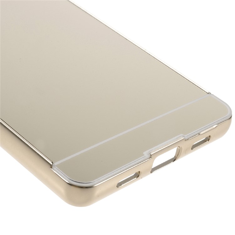 Metal Frame Mirror-like PC Back Phone Case for Huawei Ascend P8 Lite - Gold-5