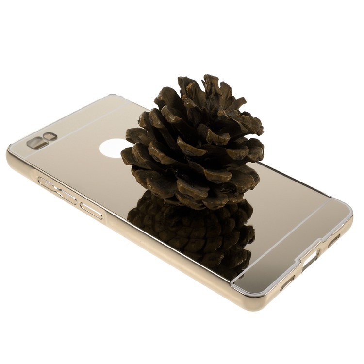 Metal Frame Mirror-like PC Back Phone Case for Huawei Ascend P8 Lite - Gold-6