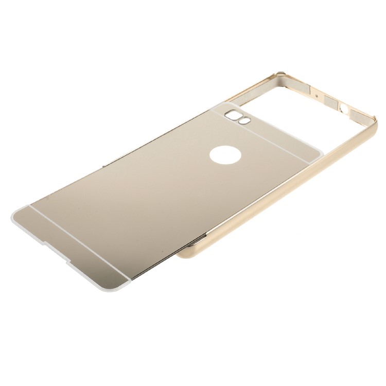 Metal Frame Mirror-like PC Back Phone Case for Huawei Ascend P8 Lite - Gold-7