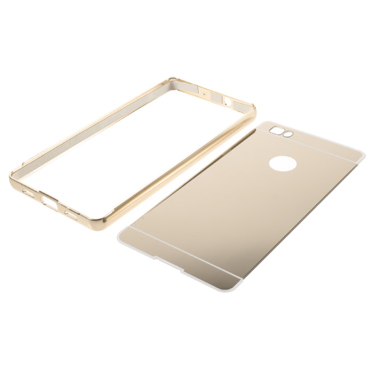 Metal Frame Mirror-like PC Back Phone Case for Huawei Ascend P8 Lite - Gold-8