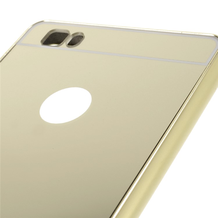 Metal Frame Mirror-like Plastic Back Shell for Huawei Ascend P8 Lite - Champagne Gold-4