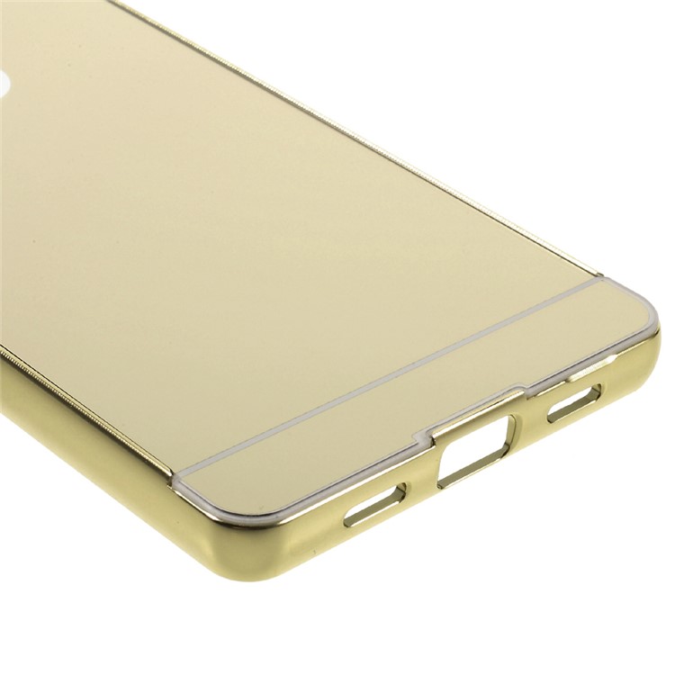 Metal Frame Mirror-like Plastic Back Shell for Huawei Ascend P8 Lite - Champagne Gold-5