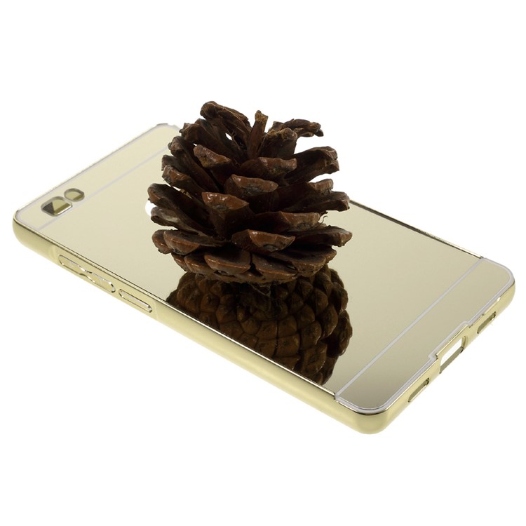 Metal Frame Mirror-like Plastic Back Shell for Huawei Ascend P8 Lite - Champagne Gold-6