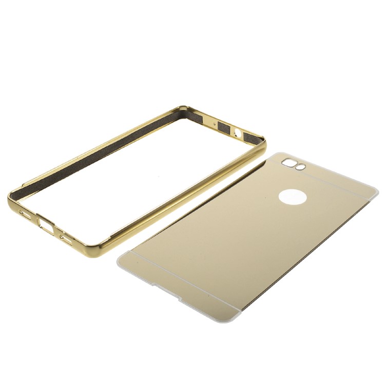 Metal Frame Mirror-like Plastic Back Shell for Huawei Ascend P8 Lite - Champagne Gold-8