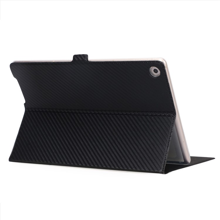WY-1629-1 Carbon Fiber Texture Magnetic Leather Case with Card Holders for Huawei MediaPad M5 10 / M5 10 (Pro) - Black-11