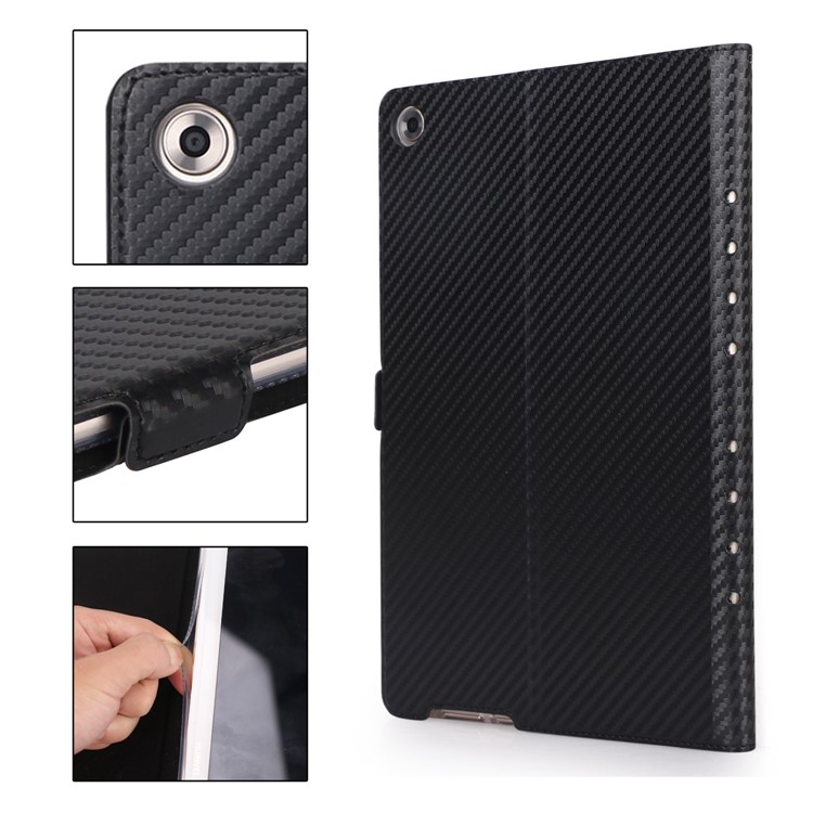 WY-1629-1 Carbon Fiber Texture Magnetic Leather Case with Card Holders for Huawei MediaPad M5 10 / M5 10 (Pro) - Black-3
