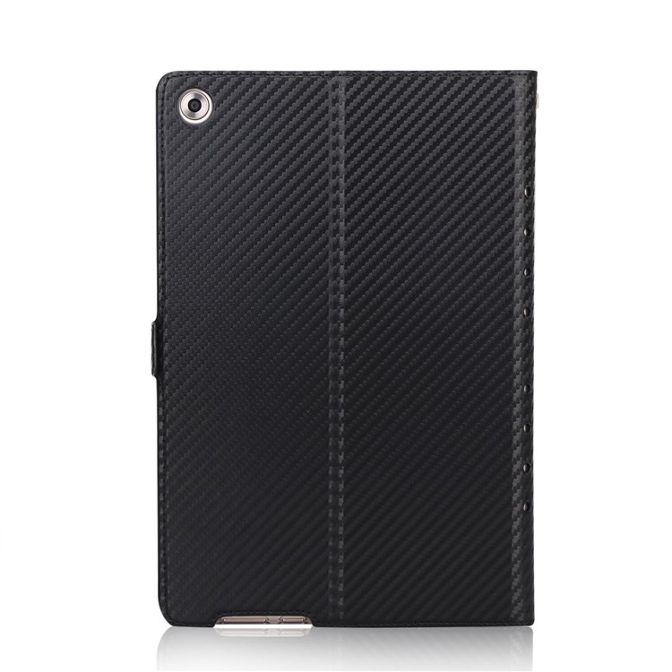 WY-1629-1 Carbon Fiber Texture Magnetic Leather Case with Card Holders for Huawei MediaPad M5 10 / M5 10 (Pro) - Black-7