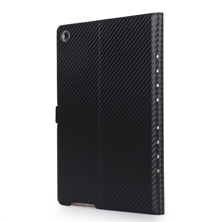 WY-1629-1 Carbon Fiber Texture Magnetic Leather Case with Card Holders for Huawei MediaPad M5 10 / M5 10 (Pro) - Black-8