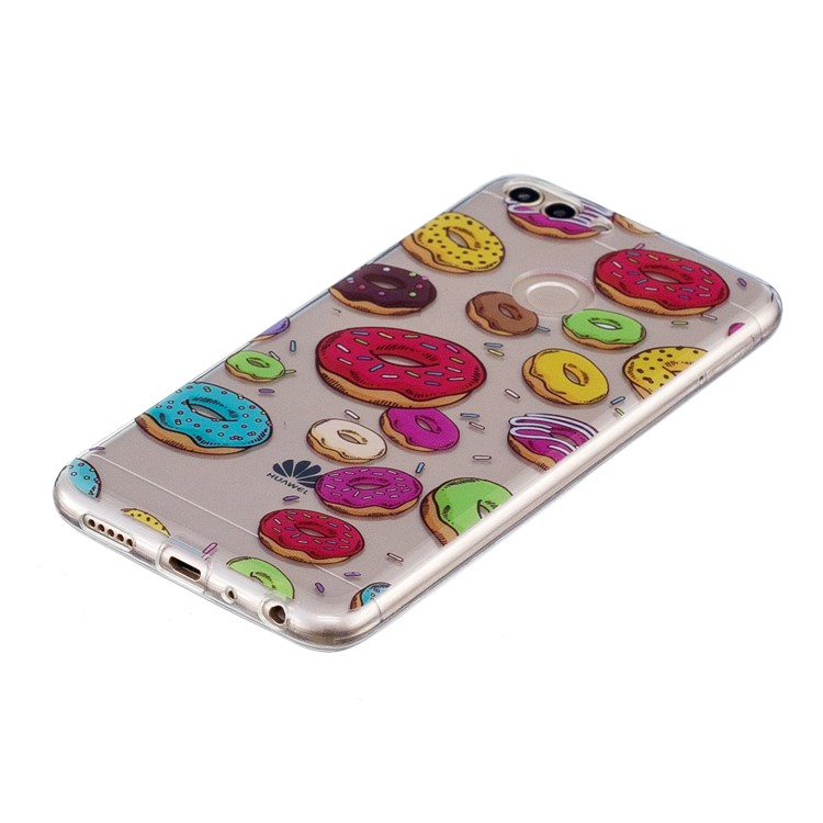 Pattern Printing IMD Soft TPU Cover Shell Case for Huawei P Smart / Enjoy 7S - Doughnuts-2