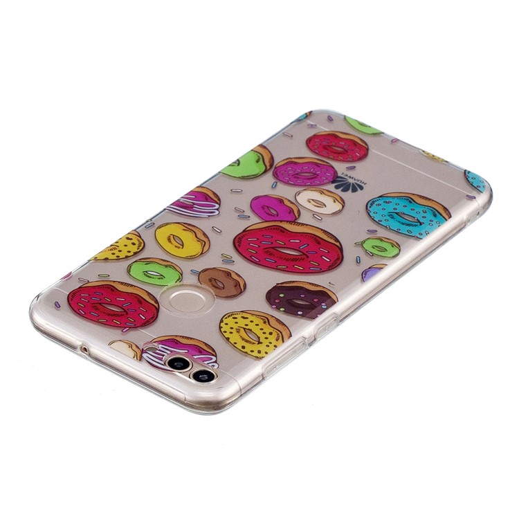 Pattern Printing IMD Soft TPU Cover Shell Case for Huawei P Smart / Enjoy 7S - Doughnuts-3