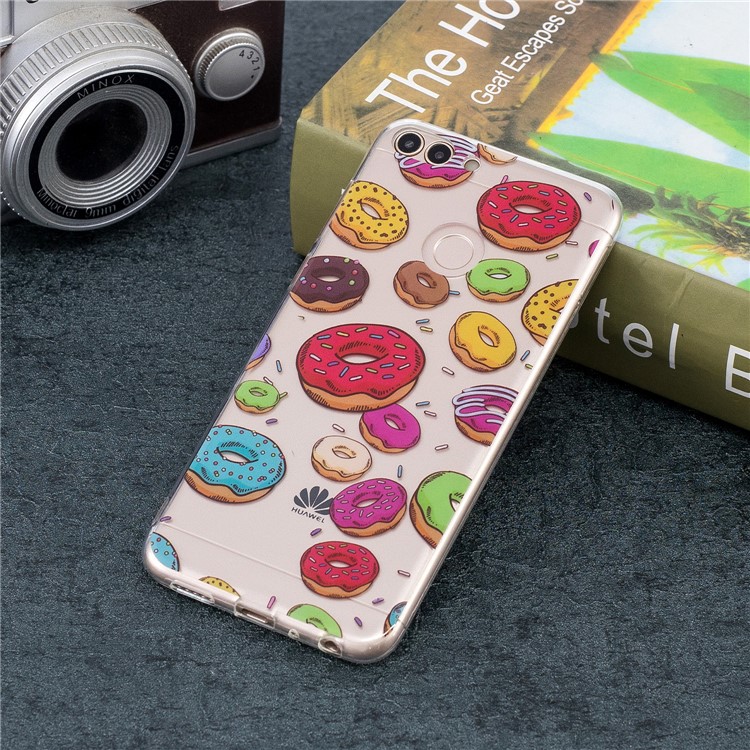 Pattern Printing IMD Soft TPU Cover Shell Case for Huawei P Smart / Enjoy 7S - Doughnuts-5