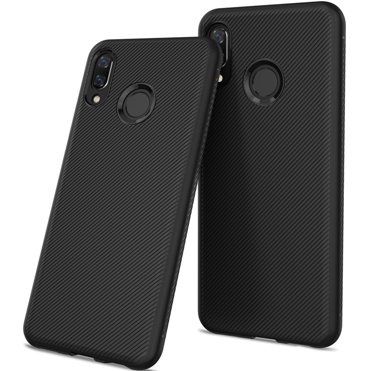 Twill Texture Silicone Back Phone Case for Huawei nova 3 - Black-1