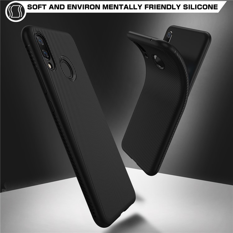 Twill Texture Silicone Back Phone Case for Huawei nova 3 - Black-2