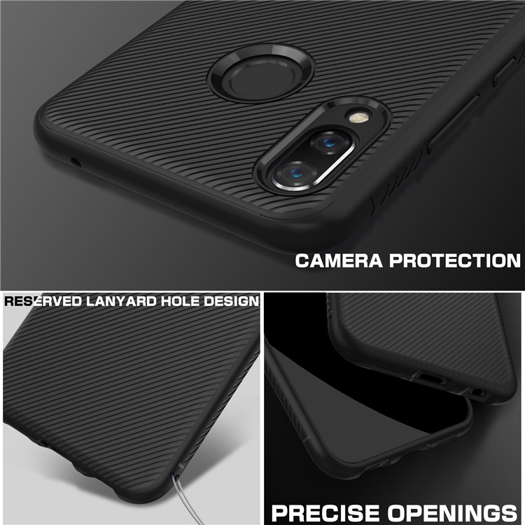 Twill Texture Silicone Back Phone Case for Huawei nova 3 - Black-3