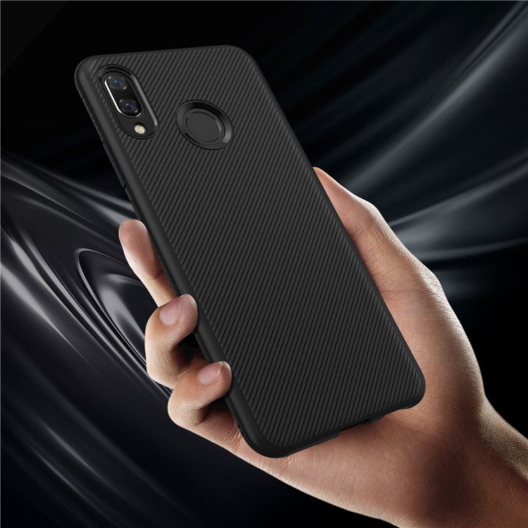Twill Texture Silicone Back Phone Case for Huawei nova 3 - Black-4