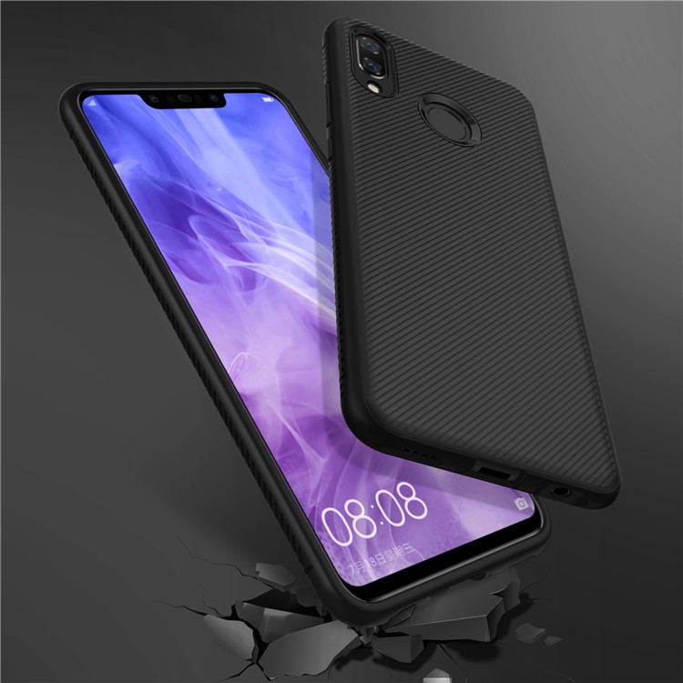 Twill Texture Silicone Back Phone Case for Huawei nova 3 - Black-5