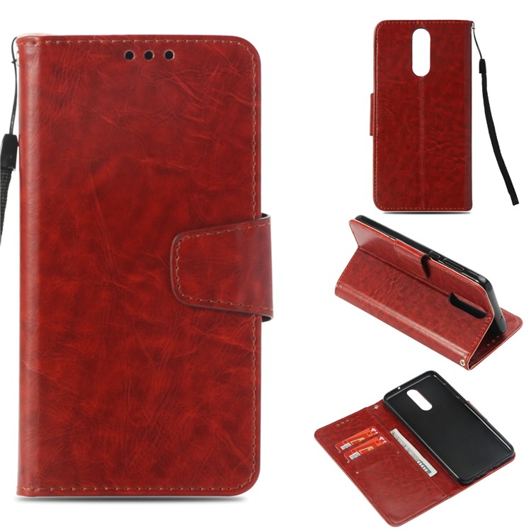 Retro Style PU Leather Wallet Stand Phone Protection Case for Huawei Mate 10 Lite / nova 2i / Maimang 6 / Honor 9i (India) - Brown-1