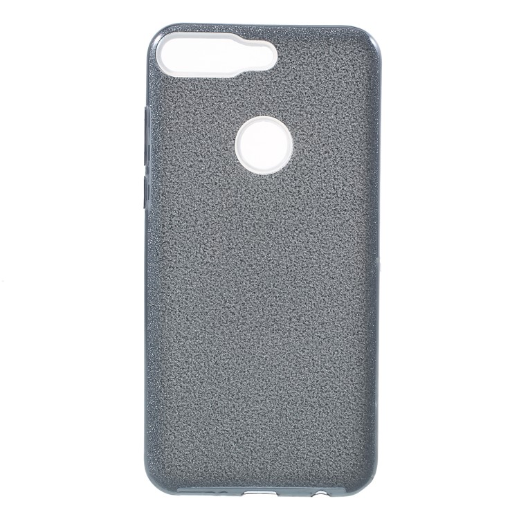 3-in-1 Glittery Powder Paper TPU + PC Hybrid Back Case for Huawei Y7 Prime (2018) / nova 2 lite - Black-1