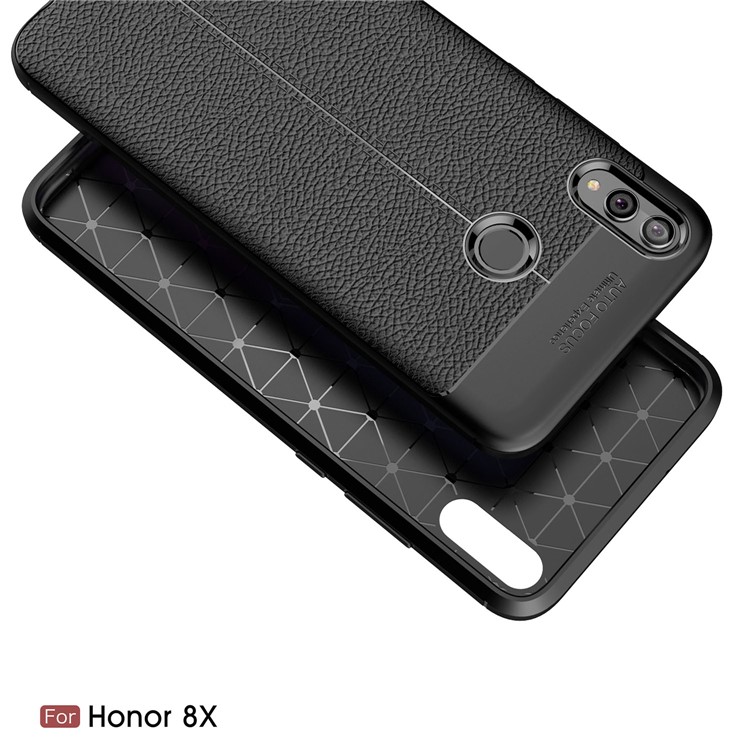 Litchi Texture TPU Mobile Phone Case for Huawei Honor 8X - Black-3