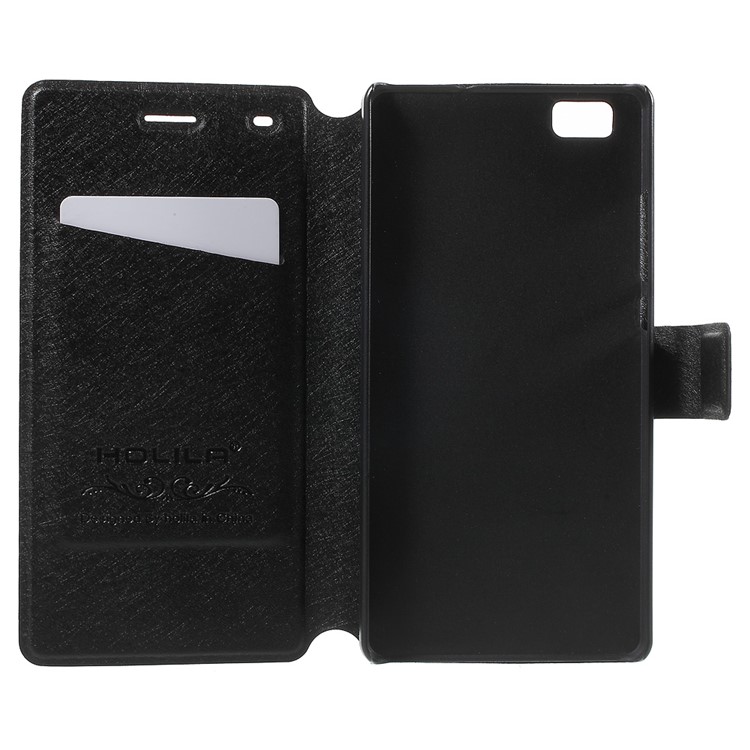 HOLILA Silk Grain Leather Card Holder Cover for Huawei Ascend P8 Lite - Black-4