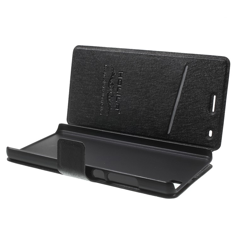 HOLILA Silk Grain Leather Card Holder Cover for Huawei Ascend P8 Lite - Black-5