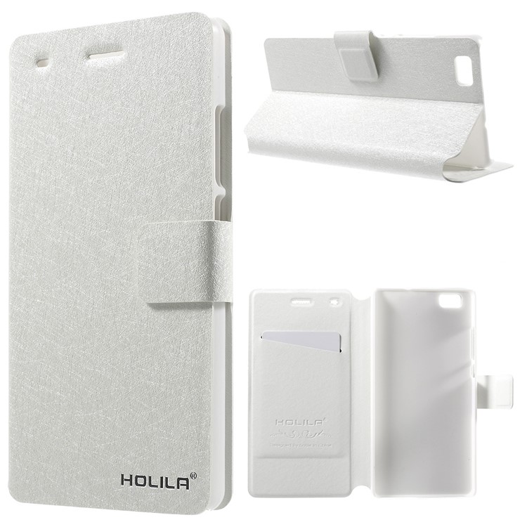 HOLILA Silk Grain Leather Card Slot Case for Huawei Ascend P8 Lite - White-1