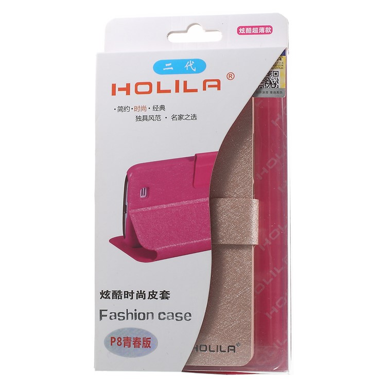 HOLILA Silk Grain Leather Card Holder Cover for Huawei Ascend P8 Lite - Gold-10